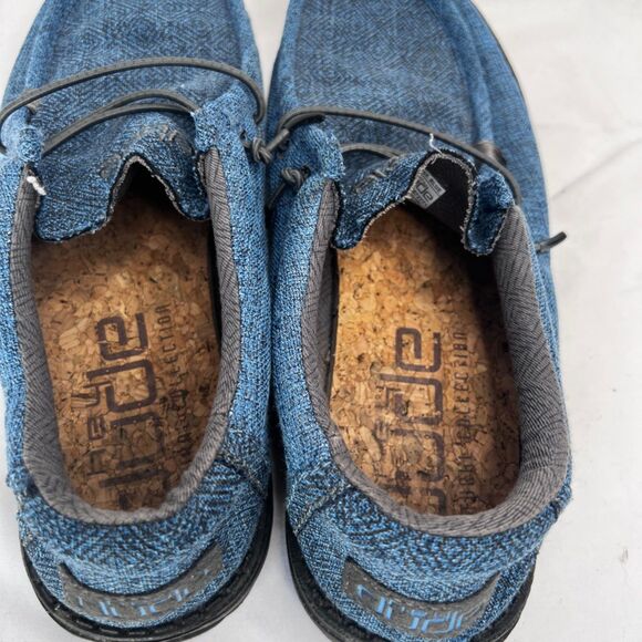 Hey Dude Wally Eco Linen Eclipse Blue Slip On Canvas Loafers Mens Size 9 - Picture 4 of 9
